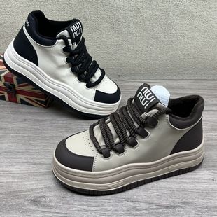 品牌撤柜断码处理真皮女鞋2025新款休闲时尚舒服运动加绒厚底板鞋