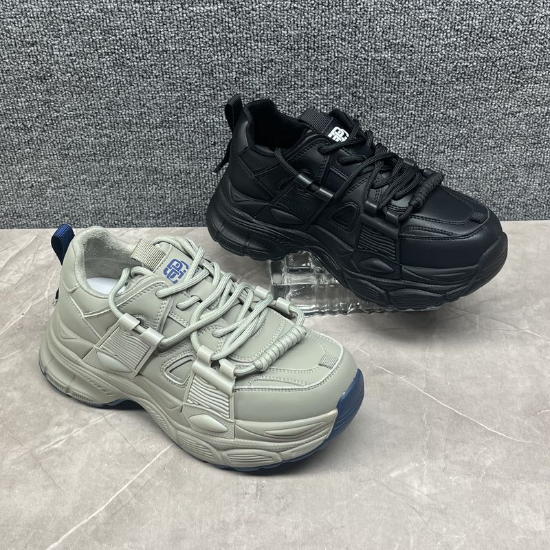 真皮老爹鞋女ing潮2025年春秋新款百搭欧范圆头厚底增高轻便舒适