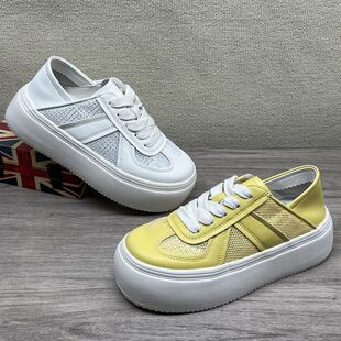 柠檬黄两穿轻便女鞋2026年春夏新款厚底增高轻便小白鞋网面舒适款