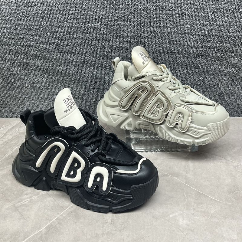 字母老爹鞋品牌撤柜女鞋2025年春秋新款厚底增高系带时尚女鞋608