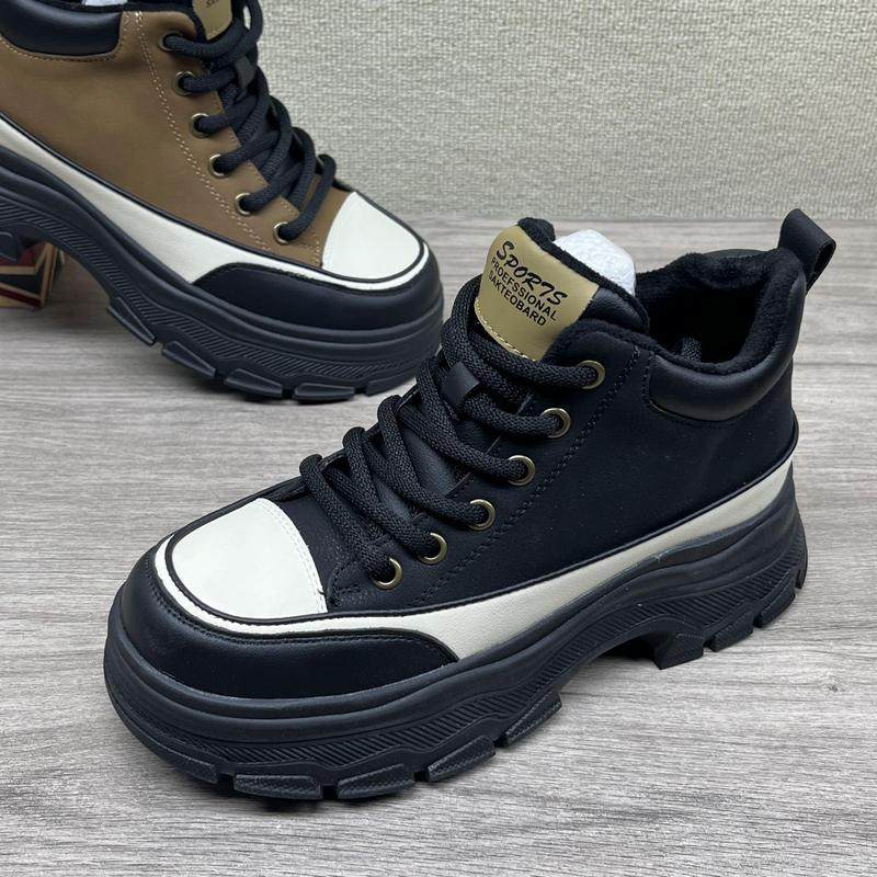 真皮高帮鞋女鞋秋冬新款百搭平底运动休闲鞋加绒加厚增高显瘦女鞋,女鞋,高帮鞋,淘宝优惠券,粉丝福利购,淘宝优惠卷