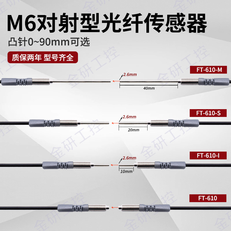 RIKO/瑞科FT-610-S5/I/S/M/L/TZ进口光纤线M4对射型光纤传感器