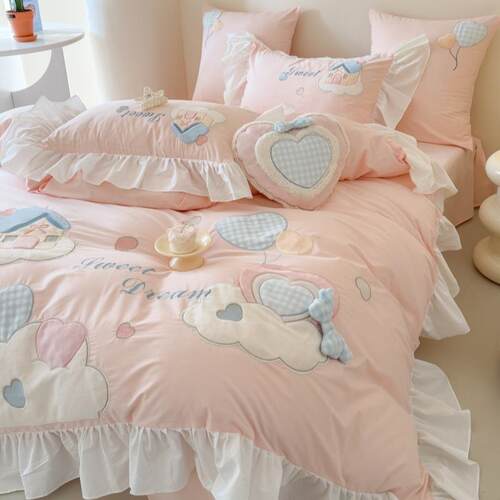 送抱枕！可爱少女公主全棉四件套