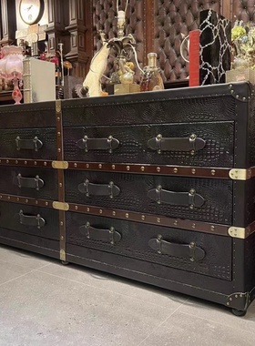 【ZC·宗宸家居】极简高级黑色鳄鱼六斗柜电视柜【190x50x88cm】