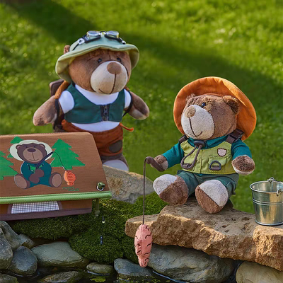 宝马原厂正品毛绒玩具熊公仔钓鱼熊bava玩偶活动礼品熊鱼兼得挂件