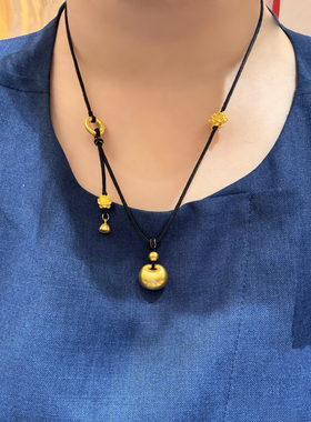 纯手工编织八股编小胖福吊坠项链女新中式复古轻奢百搭颈链毛衣链