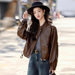 上衣 宽松机车夹克小个子百搭洋气短款 PU皮衣外套女2026春秋季 新款