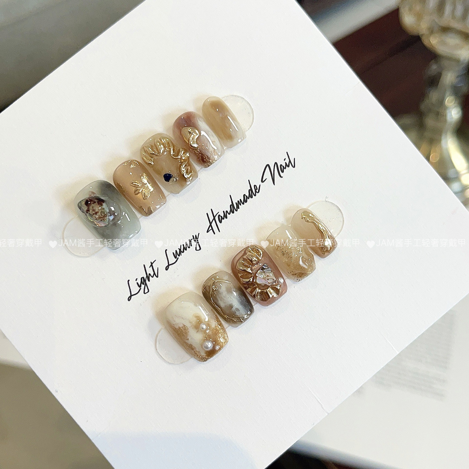 茶珀 新款纯手工穿戴甲短款手绘小花晕染美甲指甲贴片高级感显白,彩妆/香水/美妆工具,穿戴甲/甲片,淘宝优惠券,粉丝福利购,淘宝优惠卷