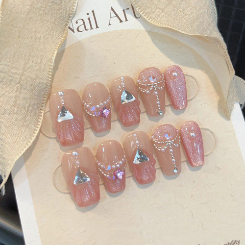 公主裙摆 手工穿戴甲成品甲片公主裙摆仙气裸粉新品爆款可拆可卸