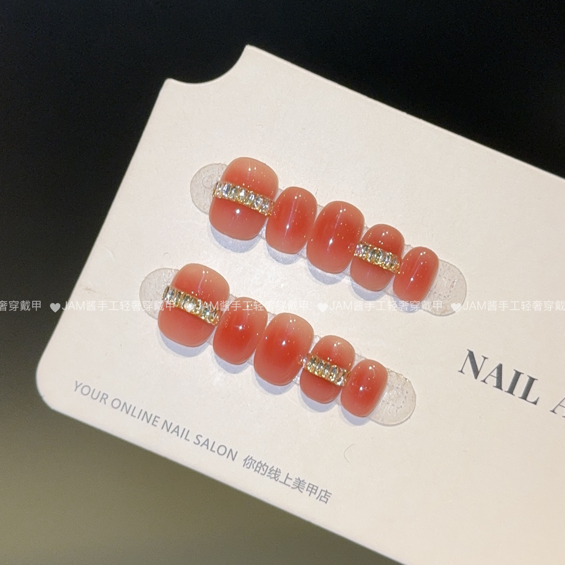 干枯玫瑰 新款纯手工穿戴甲短款腮红锆石渐变穿戴美甲高级感显白,彩妆/香水/美妆工具,穿戴甲/甲片,淘宝优惠券,粉丝福利购,淘宝优惠卷