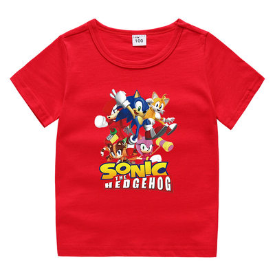 Sonic索尼克刺猬音速小子儿童短袖T恤纯棉男童女孩圆领透气夏装潮