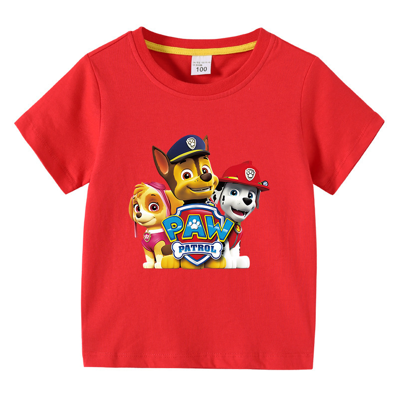 汪汪队PAW Patrol儿童夏装短袖T恤男女宝宝打底衫半袖衣纯棉童装