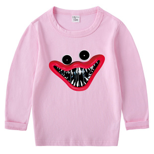 男童打底衫长袖春秋纯棉上衣童装儿童圆领时尚波比蓝猫poppy薄款