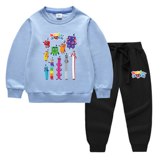 数字积木灵活春秋薄款童装长袖卫衣裤套装女童男宝运动两件套3岁9
