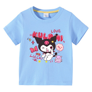 库洛米Kuromi童装男童t恤短袖纯棉2026新款夏装儿童半袖6上衣8岁9