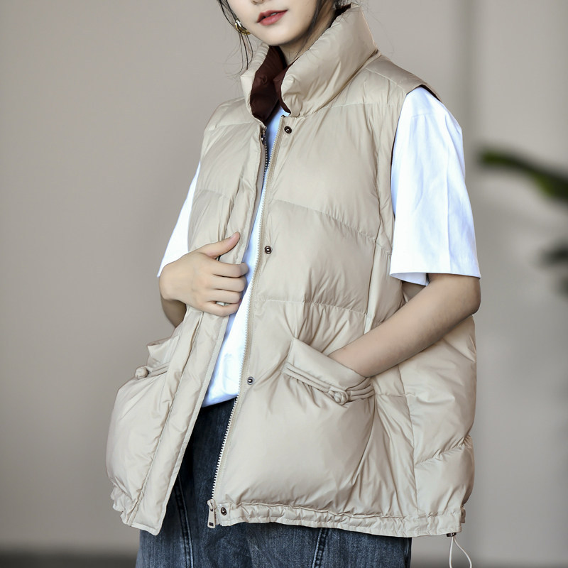 马甲羽绒女款新中式平湖高级感冬季女短款国风背心砍肩无袖羽绒