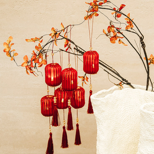 元旦新年红色小灯笼挂饰装饰品
