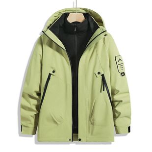 新色75D双经双纬冲锋衣三合一石墨烯黑金抓绒保暖内胆两件套情侣