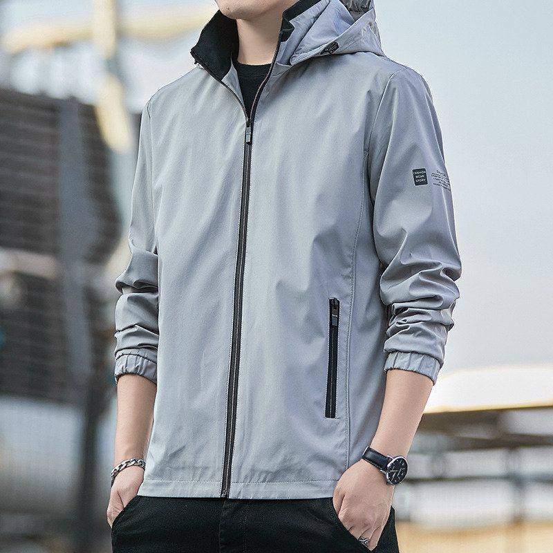 连帽冲锋衣印花2025秋冬新款男士青年美式轻奢时尚休闲上衣外套潮