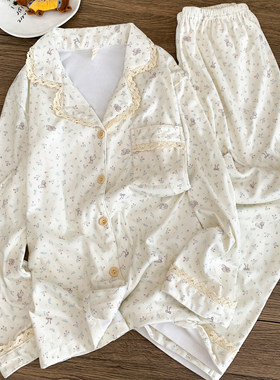 秋冬款韩版花边碎花德绒女款睡衣冬季2026新款磨毛保暖家居服冬天
