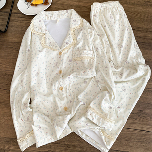 秋冬款韩版花边碎花德绒女款睡衣冬季2026新款磨毛保暖家居服冬天