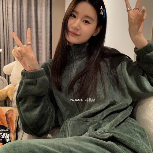 卡仙米女珊瑚绒加厚睡衣