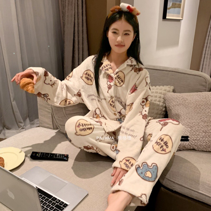 卡仙米女珊瑚绒卡通家居服