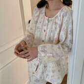 可爱卡通少女可外穿家居服套装 睡衣女春秋夏季 开衫 长裤 云朵棉长袖