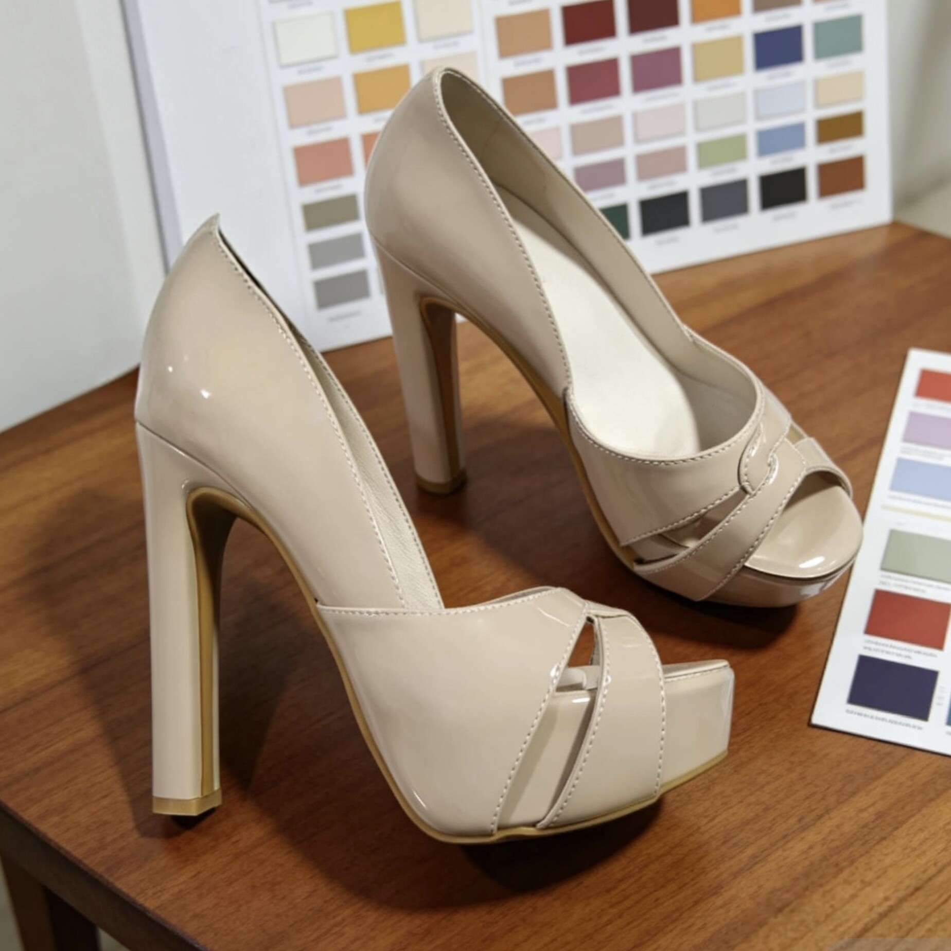 14CM裸色粗跟鱼嘴超高跟鞋黑色职业真皮防水台欧美女单鞋春秋秋季