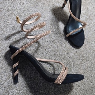 8cm金色水钻蛇形凉鞋性感夜店宴会走秀KTV模特时装鞋