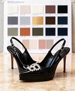 细跟尖头单鞋 防水台高跟鞋 女双B夏季 新款 女 女性感13cm后空凉鞋