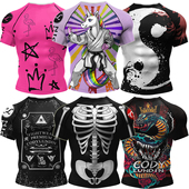 健身衣紧身衣半截袖 男士 印花速干透气跑步运动T恤短袖 数码 新款