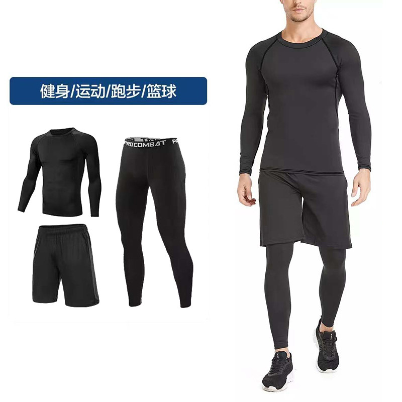男士健身服紧身衣长袖T恤短袖速干长裤休闲透气弹力加绒运动套装