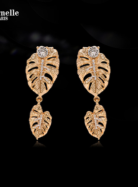 Eternelle法国永恒斑斓叶耳环小众设计感原创设计耳饰女生日礼物