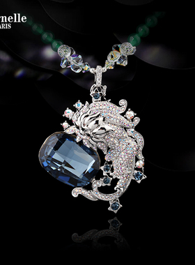 法国Eternelle十二星座系列狮子座奥地利水晶胸针长款双用毛衣链