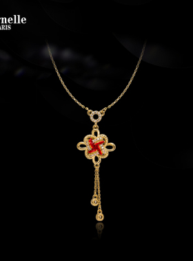 [国潮设计]Eternelle法国永恒缘结项链女高级感新年红流苏锁骨链