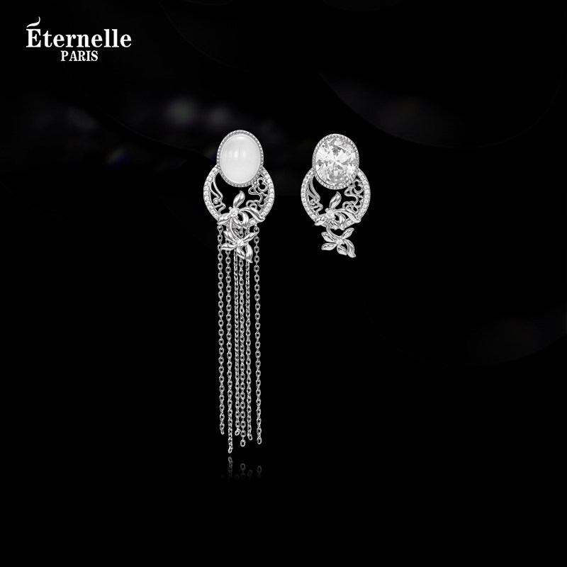 Eternelle法国永恒国潮系列兰花耳饰高级感新中式耳环不对称耳钉,饰品/流行首饰/时尚饰品新,耳钉,淘宝优惠券,粉丝福利购,淘宝优惠卷