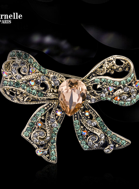 法国Eternelle欧美复古宫廷胸花宴会首饰做旧工艺奥地利水晶胸针