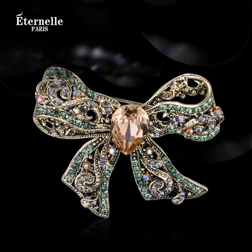 eternelle欧美风做旧水晶胸花
