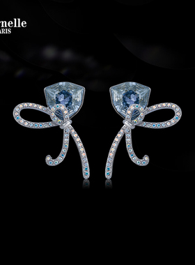 Eternelle法国永恒蝴蝶结耳饰设计感小众耳环轻奢水晶耳钉高级感