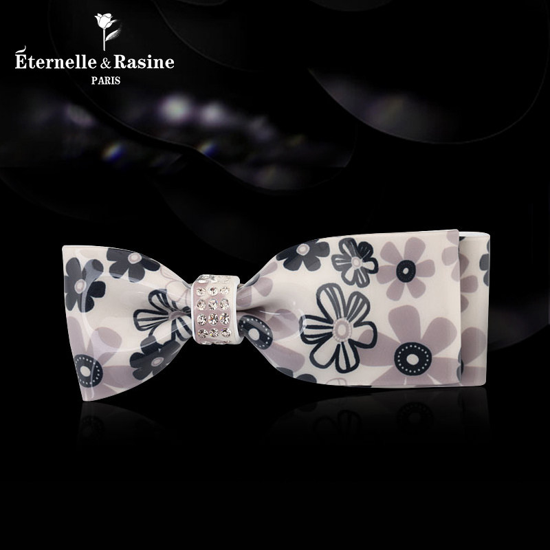 法国Eternelle欧美发饰品 亚克力板材奥地利水晶发夹蝴蝶结头饰