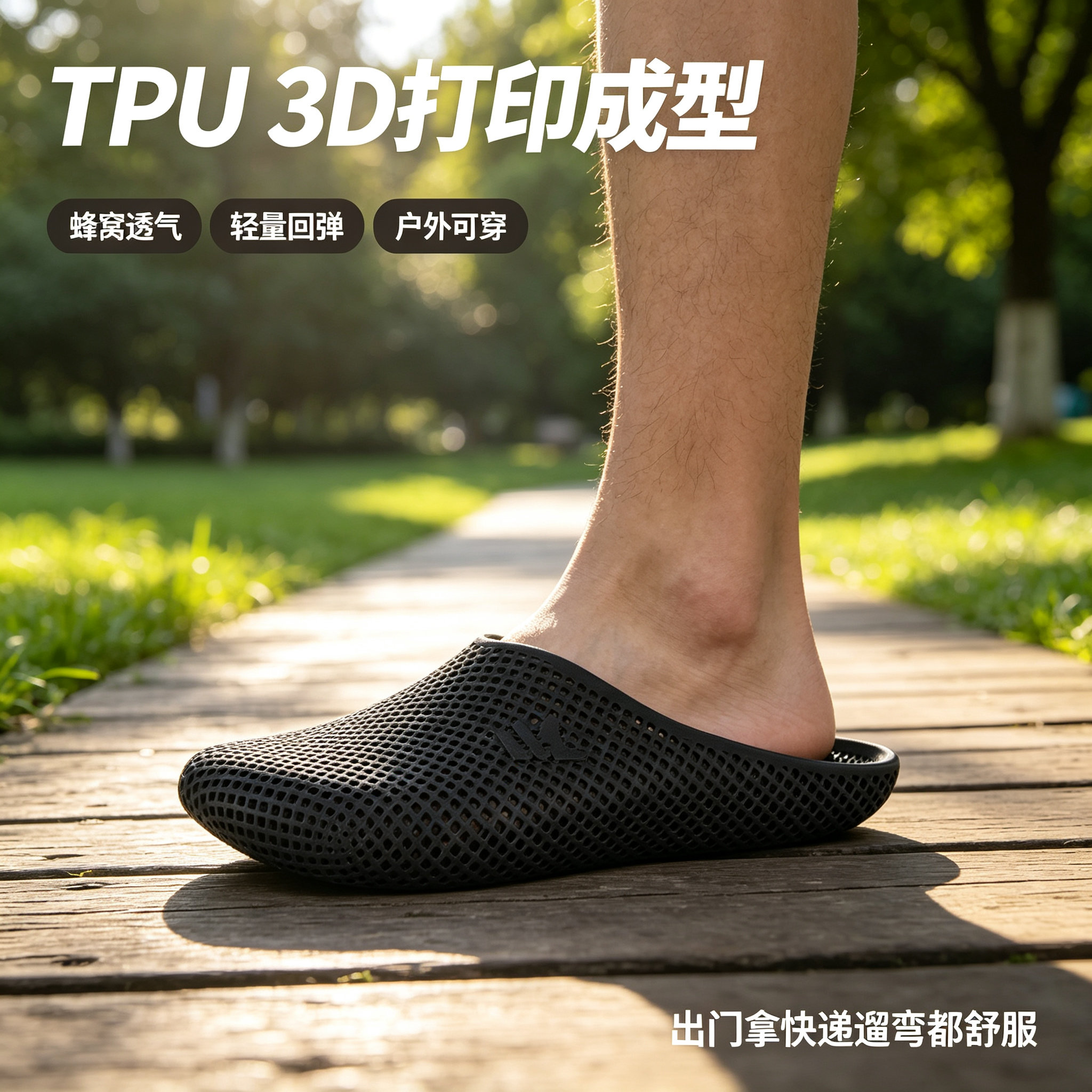 3D打印包头防滑透气洞洞鞋