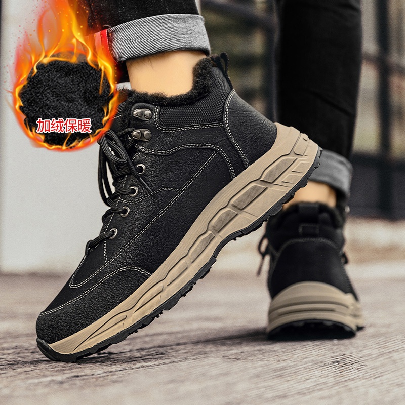 东北户外厚底棉鞋男士防水高帮