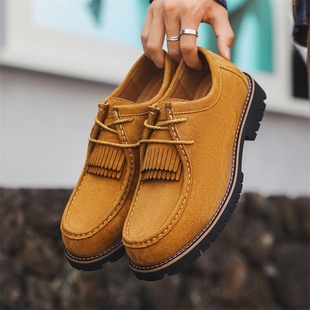 2025秋季新款反绒皮休闲皮鞋男士流苏低帮鞋德比鞋孟克鞋潮流单鞋