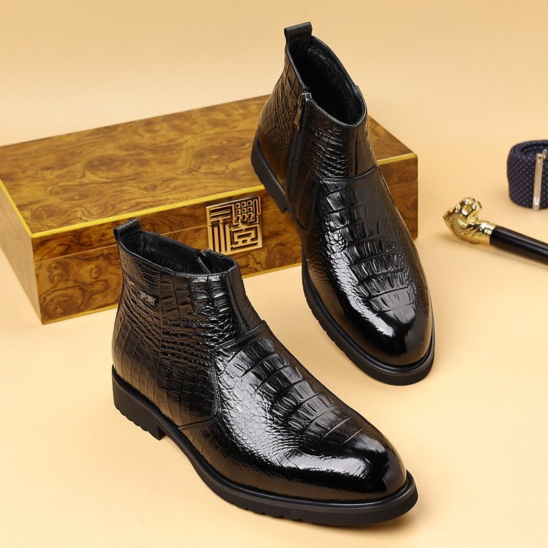 头层牛皮棉靴男款秋冬高帮加绒