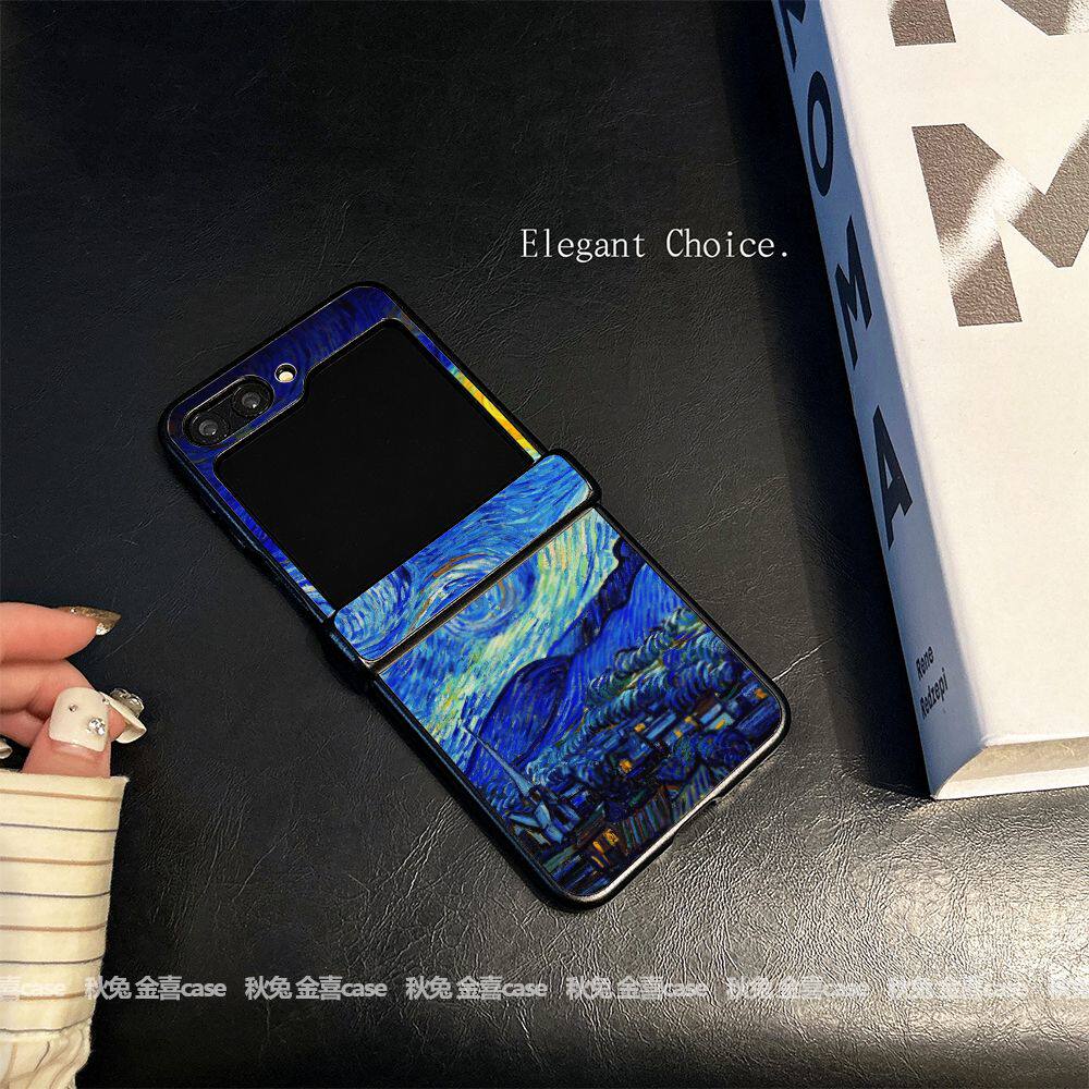 梵高油画铰链全包中轴适用三星zflip6手机壳新款zflip4/5保护套折