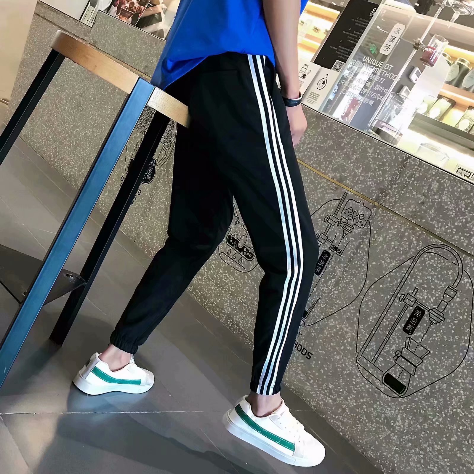 春秋休閒褲男純色小腳褲運動褲新款束腳衛褲男