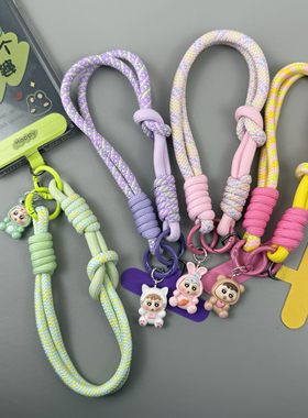 新款春夏清凉卡通蜡笔小新编织手机挂绳 短款相机cdd挂链放丢撞色