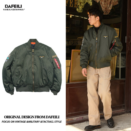 轻熟风痞帅军绿色飞行夹克男