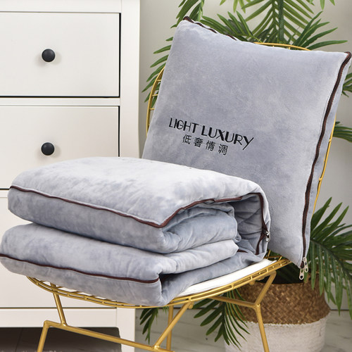 不掉毛｜加密水晶绒抱枕被子两用